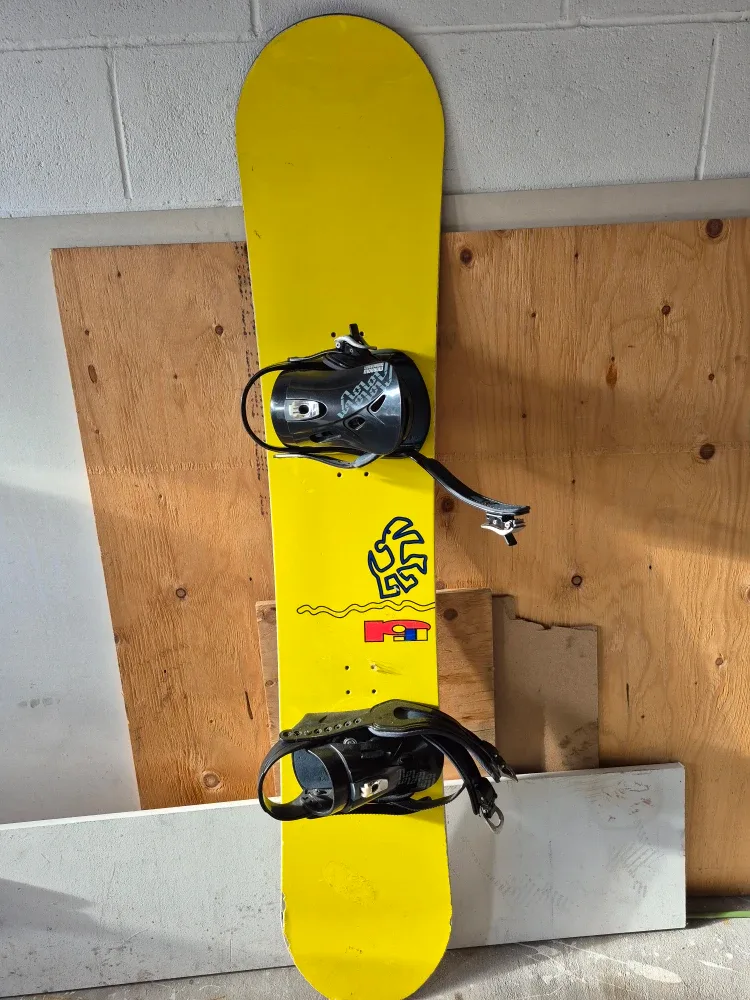 Yellow Snowboard with Bindings