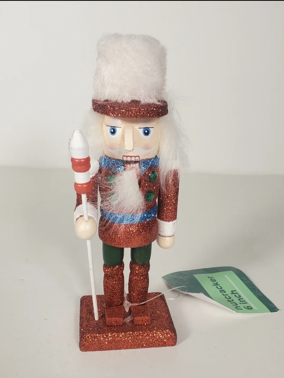 Christmas Red Glitter Nutcracker Holiday Home Décor 6 Inches thumbnail