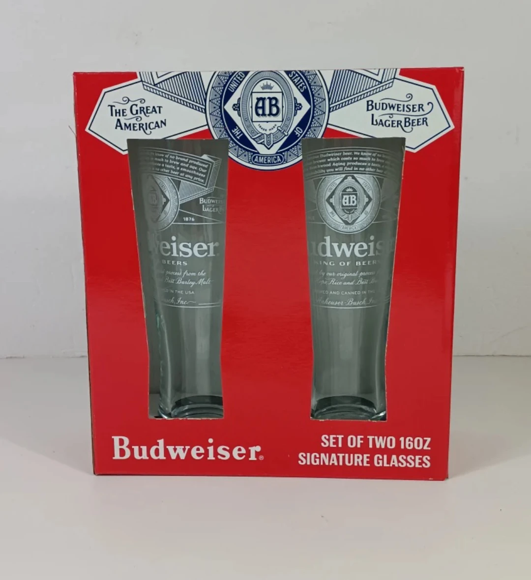 Budweiser set of two 16 oz signature glasses - New