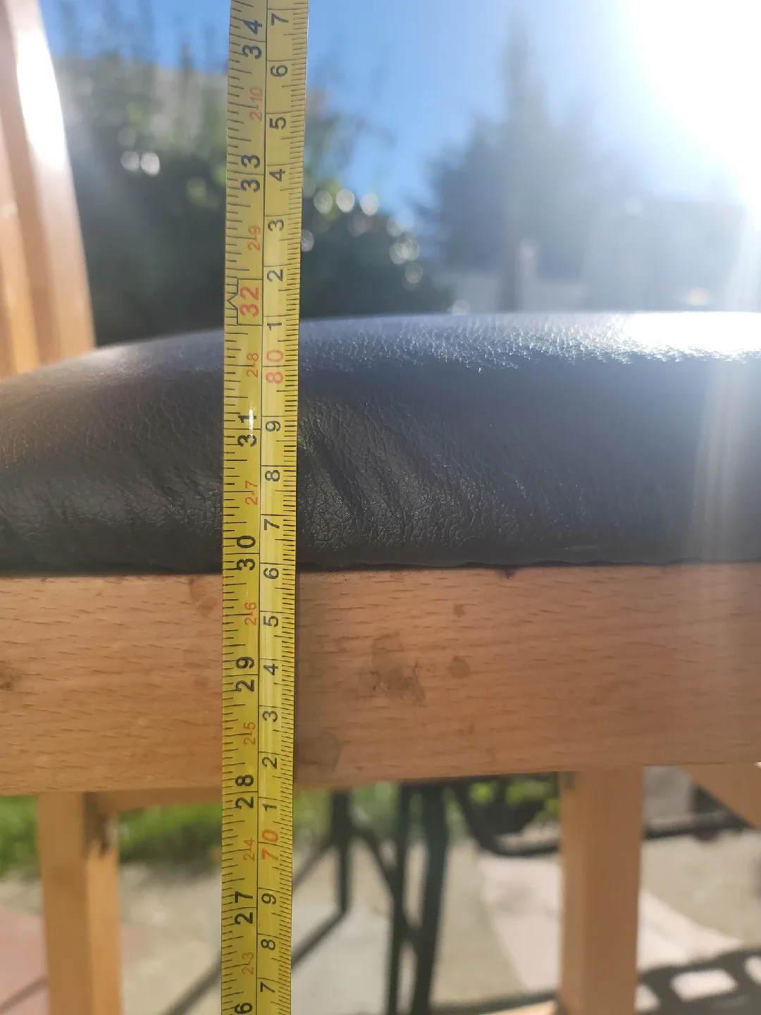 Wooden Bar Stool with Black Leather Seat - 44" Tall image indicator(5)