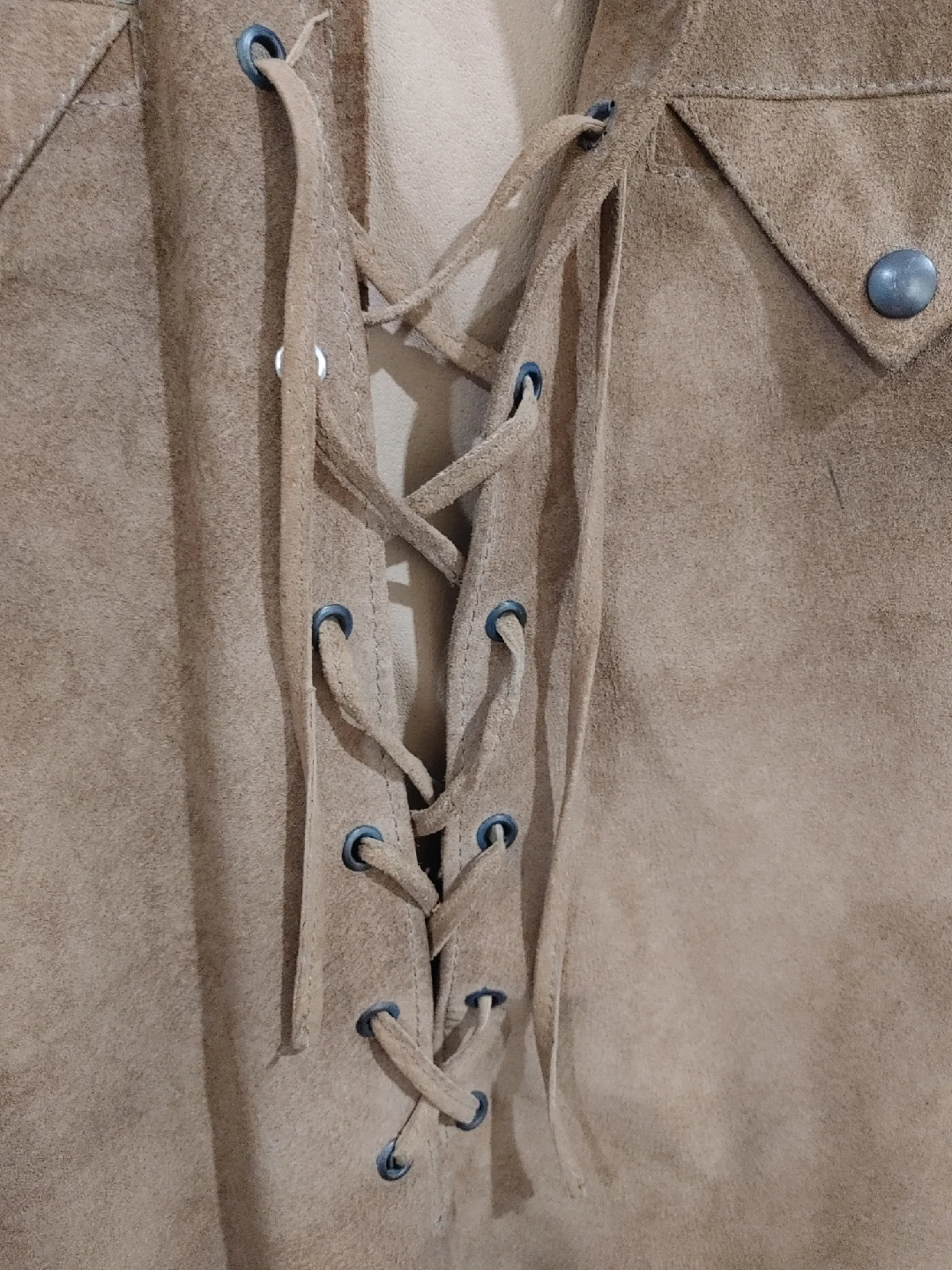 🧡SUPER COOL HIPPY GENUINE LEATHER SUEDE TOP MINT - photo 3