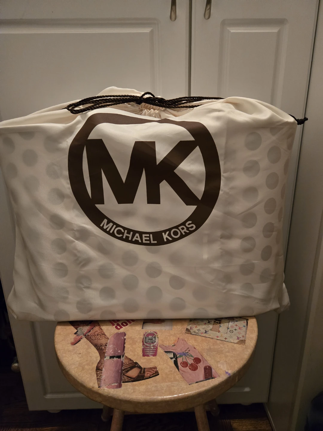 NEW in Duster Bag Michael Kors Leather Polka Dot Tote Bag