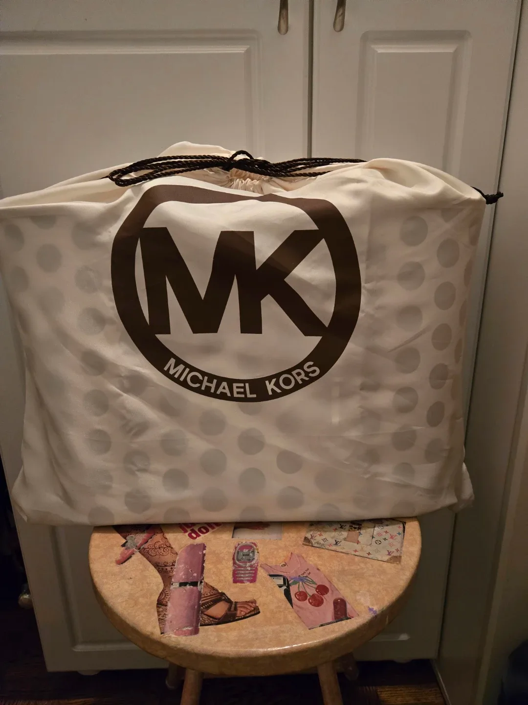 🥕 NEW in Duster Bag Michael Kors Leather Polka Dot Tote Bag