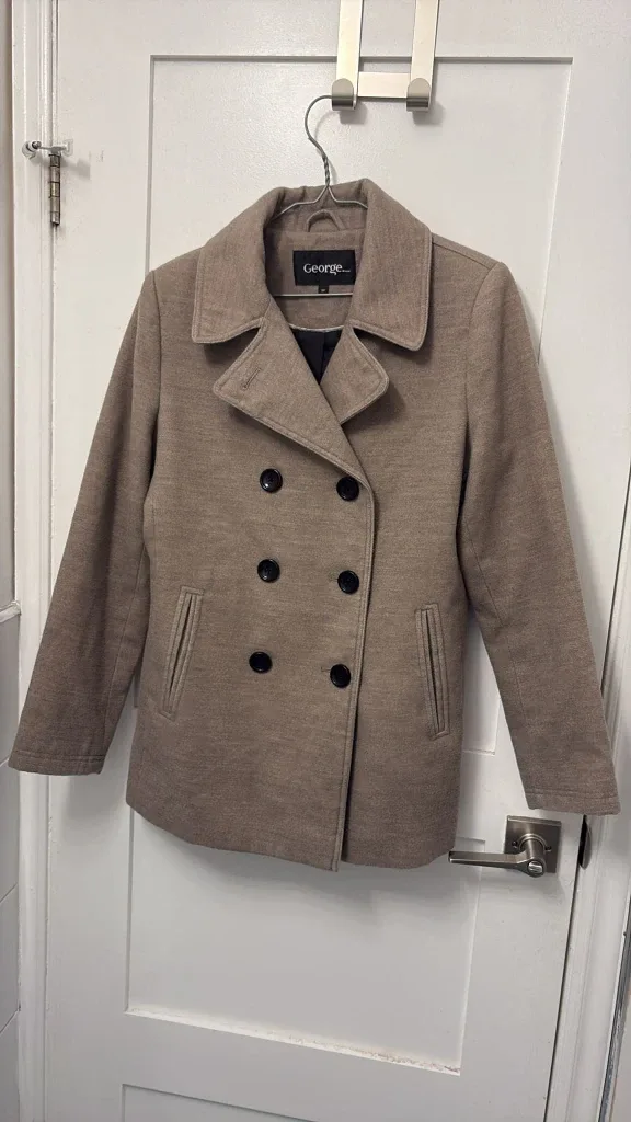 George Beige Double Breasted Coat - Size S