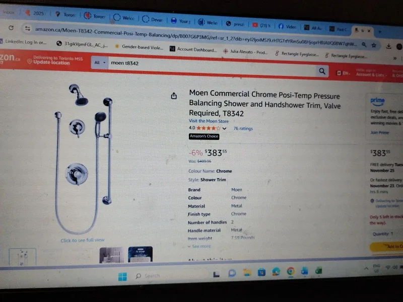 Moen T8342 Commercial Shower System - Chrome Finish