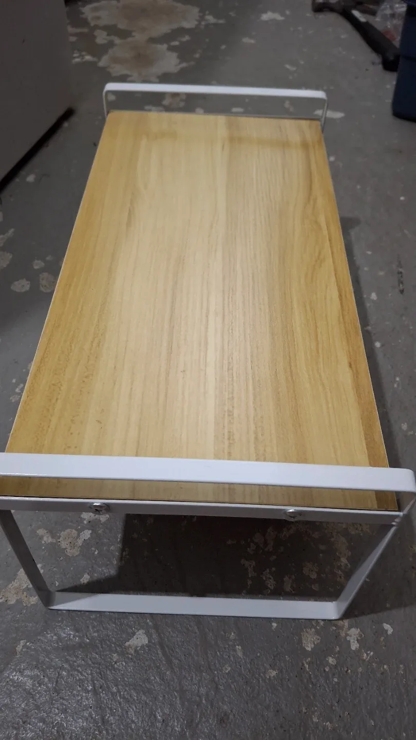 Wood & White Metal Shelf (8" x 16" h: 7") image indicator(5)