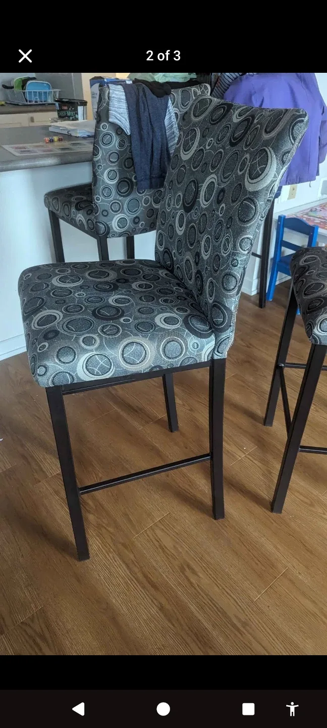 Set of 4 Bar Stools - Grey Pattern image indicator(2)