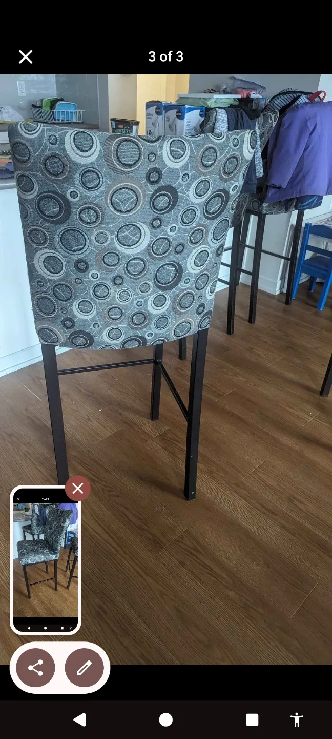 Set of 4 Bar Stools - Grey Pattern image indicator(3)