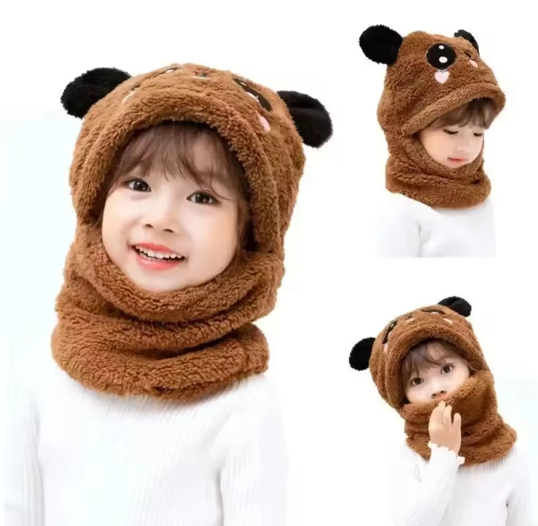 Brown Bear Kids Winter Hat Scarf Set