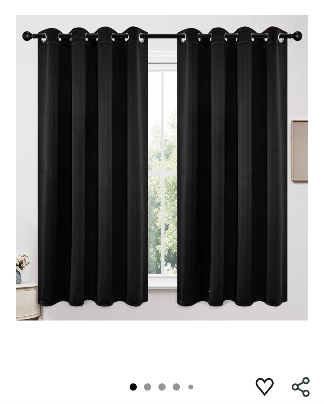 JOYDECO Premium Black Curtains, 52" x 63" - photo 2