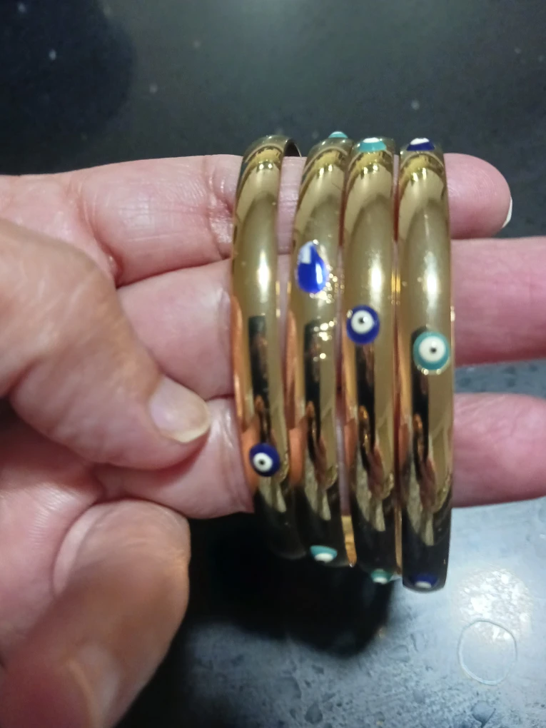 Gold Tone Evil Eye Bangles - Set of 4 - photo 2