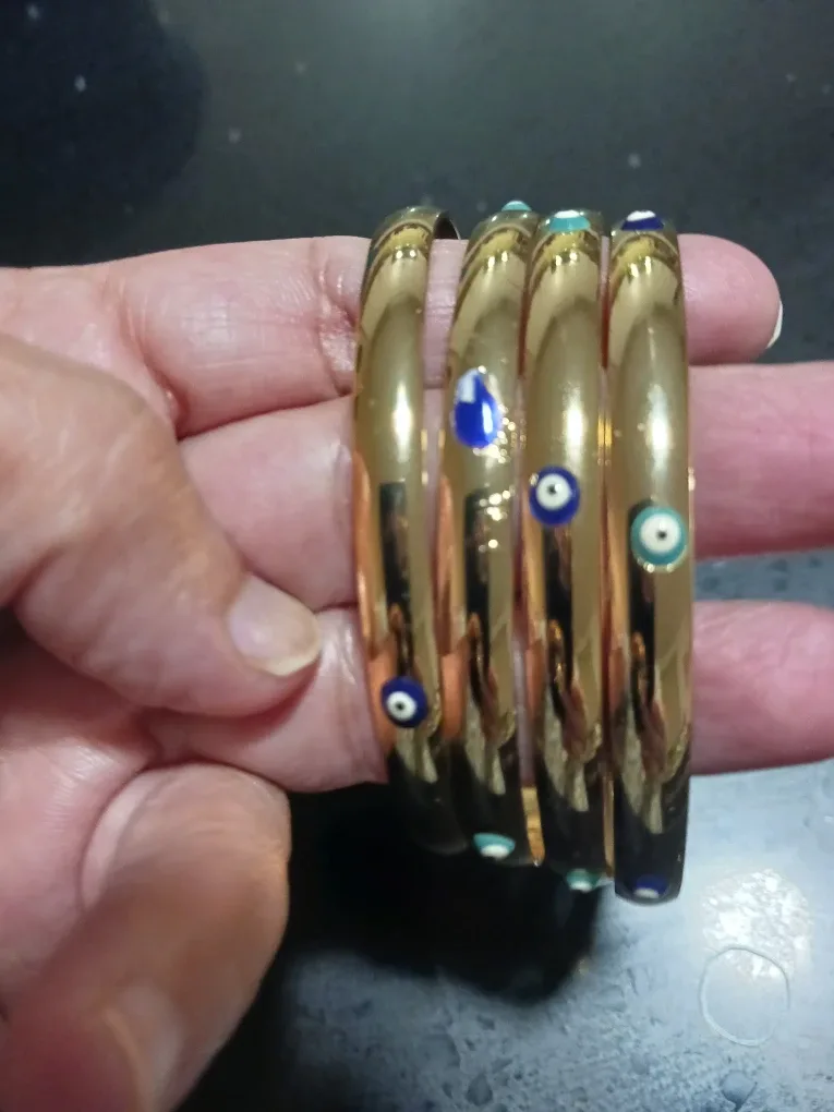 Gold Tone Evil Eye Bangles - Set of 4 image indicator(2)