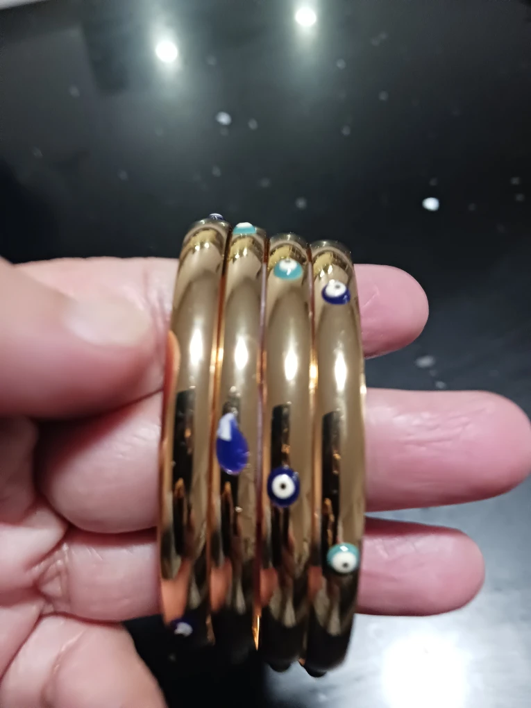 Gold Tone Evil Eye Bangles - Set of 4 - photo 3
