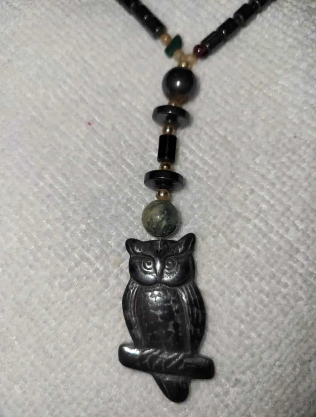 16" Hematite Owl Pendant necklace image indicator(2)
