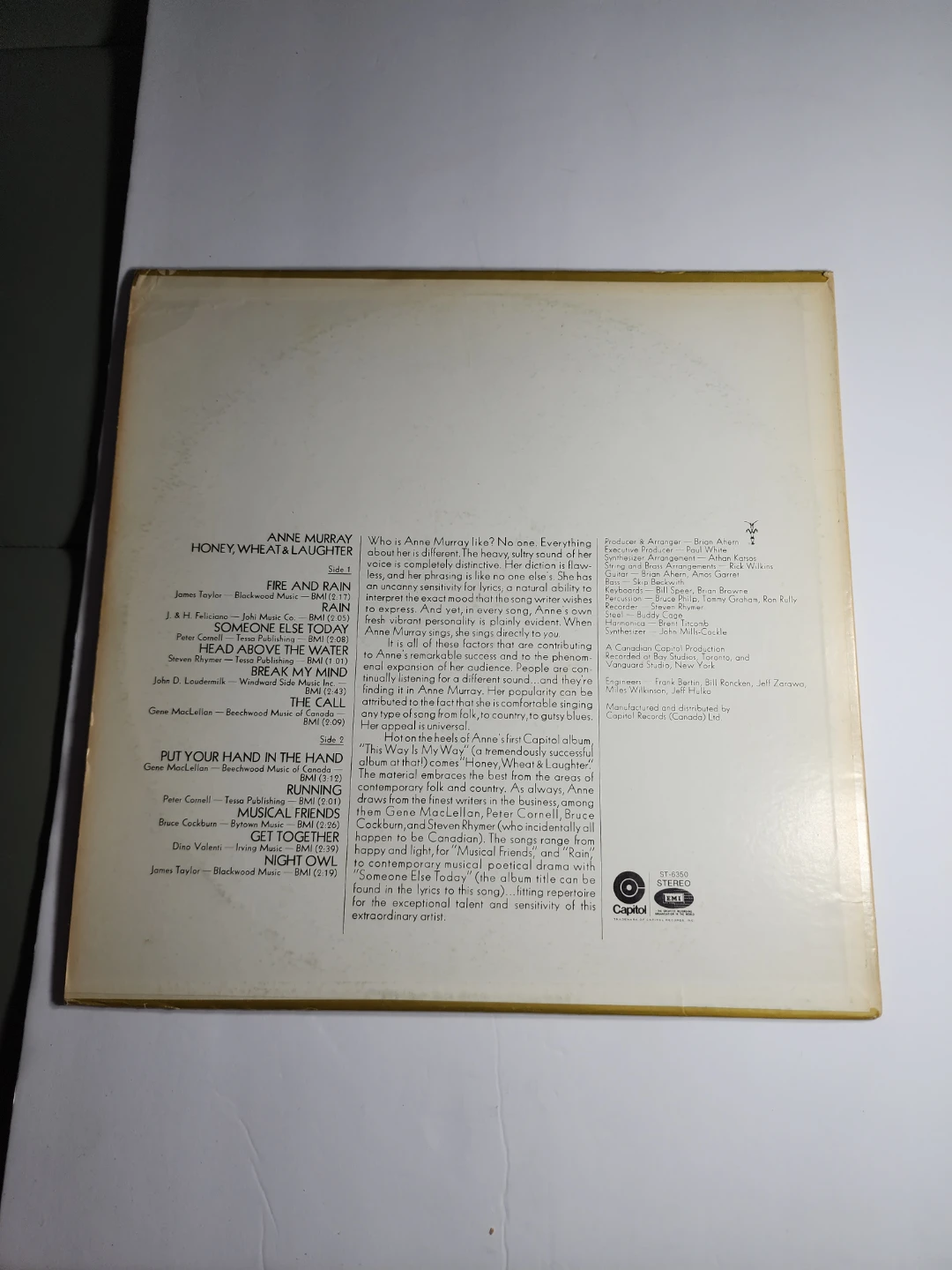 Anne Murray - Honey, Wheat & Laughter Vinyl Record - photo 2