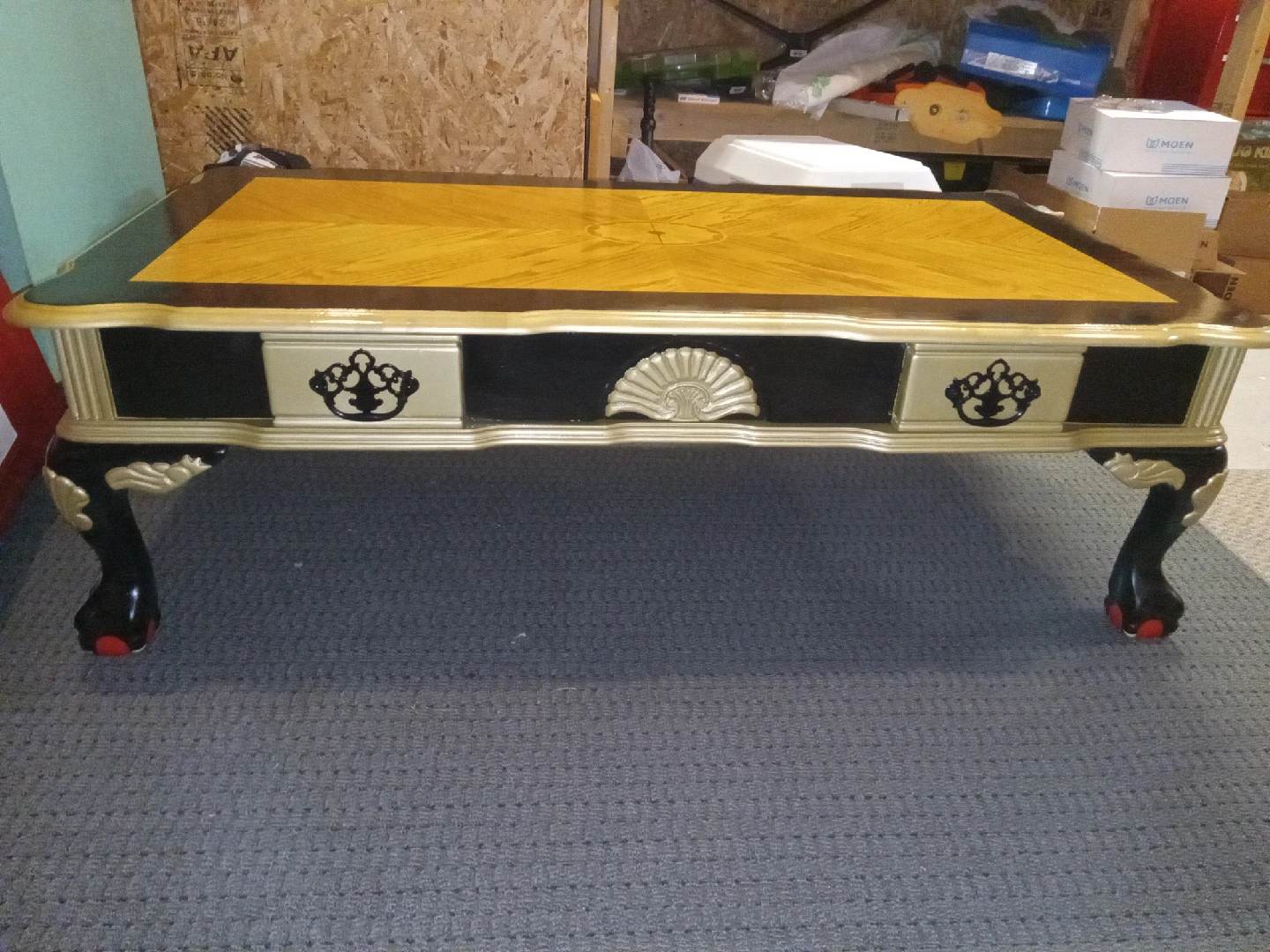 Ornate Wood Coffee Table with Functional Drawer - photo 5