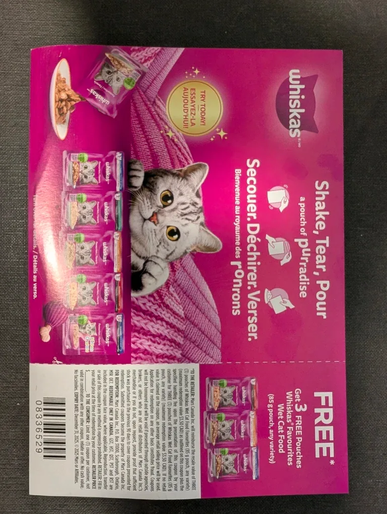 Whiskas 3 Pouches Wet Cat Food Coupon