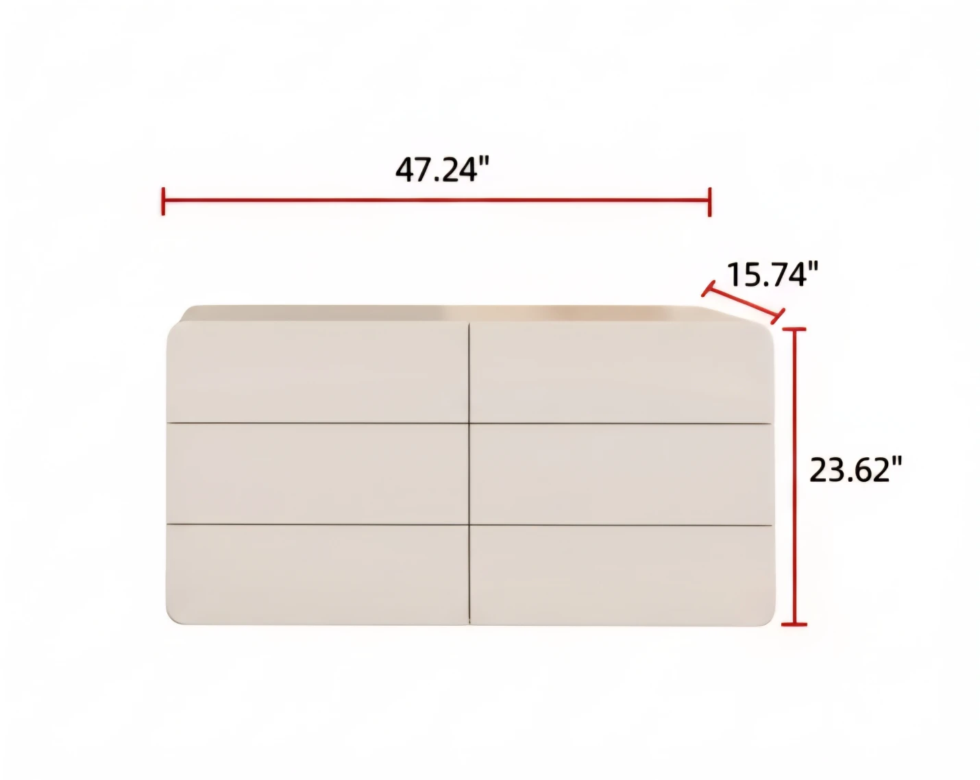 White 6-Drawer Dresser (47.24" x 15.74") - photo 3