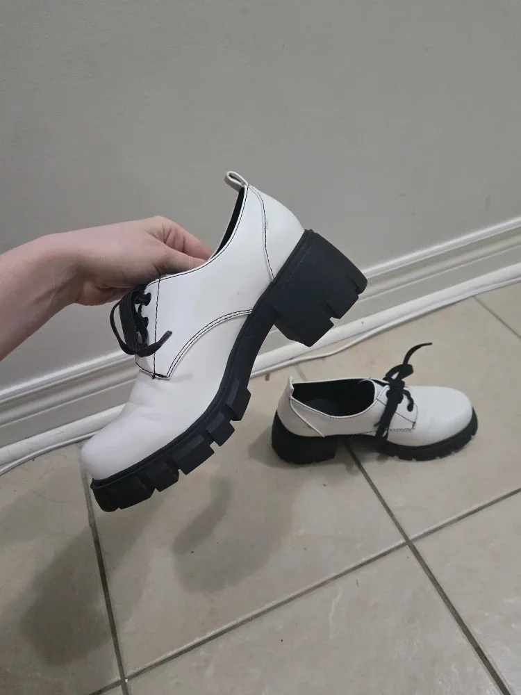 White platform oxford shoes