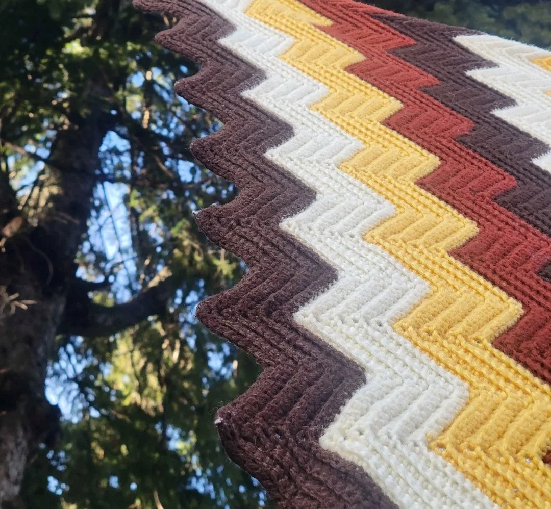 Afghan Chevron Knit Blanket.Crochet Bedspread. Couch Covers image indicator(3)