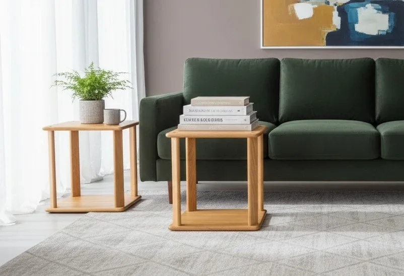 Beautiful Set of 2 Wooden Side Tables (16x12x16)