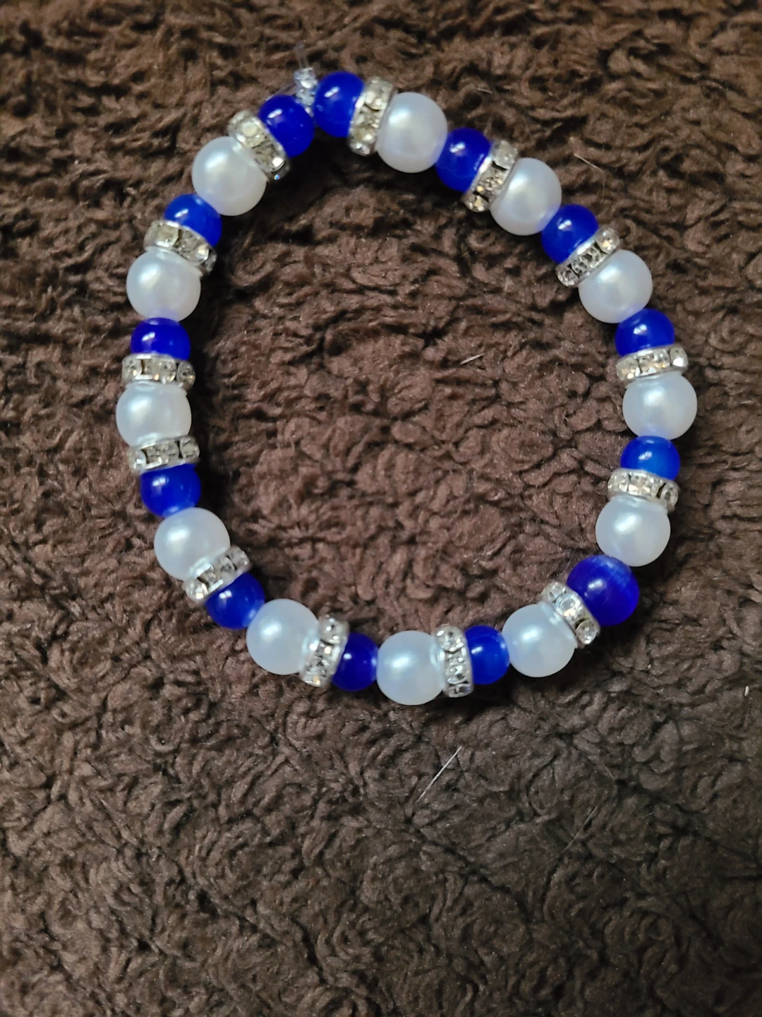Beaded Bracelet - Blue, White, and Silver