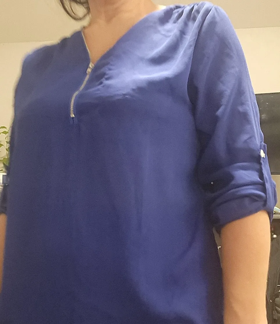 Blue Zipper Blouse