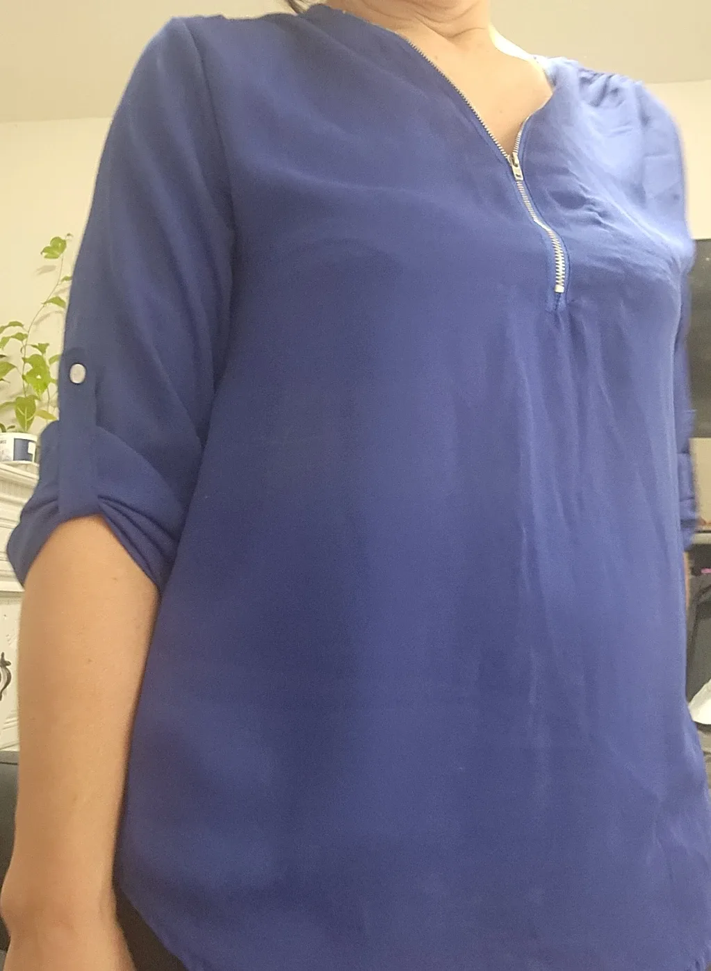 Blue Zipper Blouse image indicator(2)