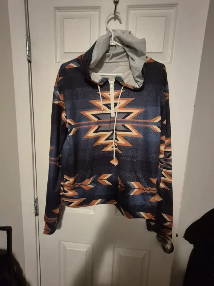 Patterned Pullover Hoodie