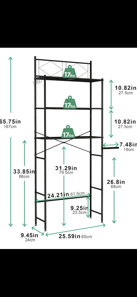 Black Over-the-Toilet Storage Shelf image indicator(3)