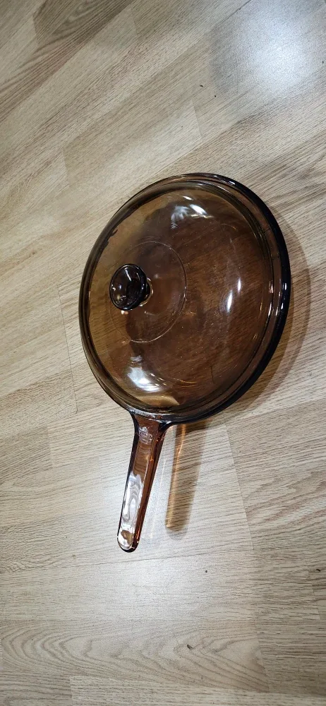 Vintage Visions Corning France Amber Glass Pan with Lid.