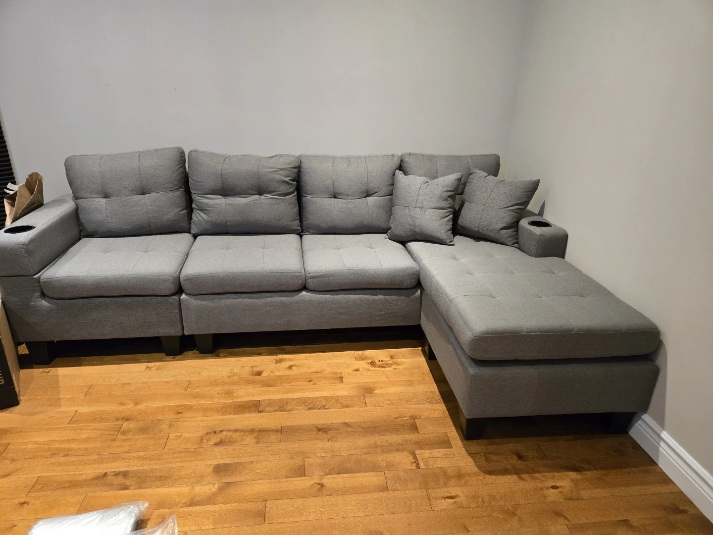 Grey Modular Sectional Sofa with Chaise