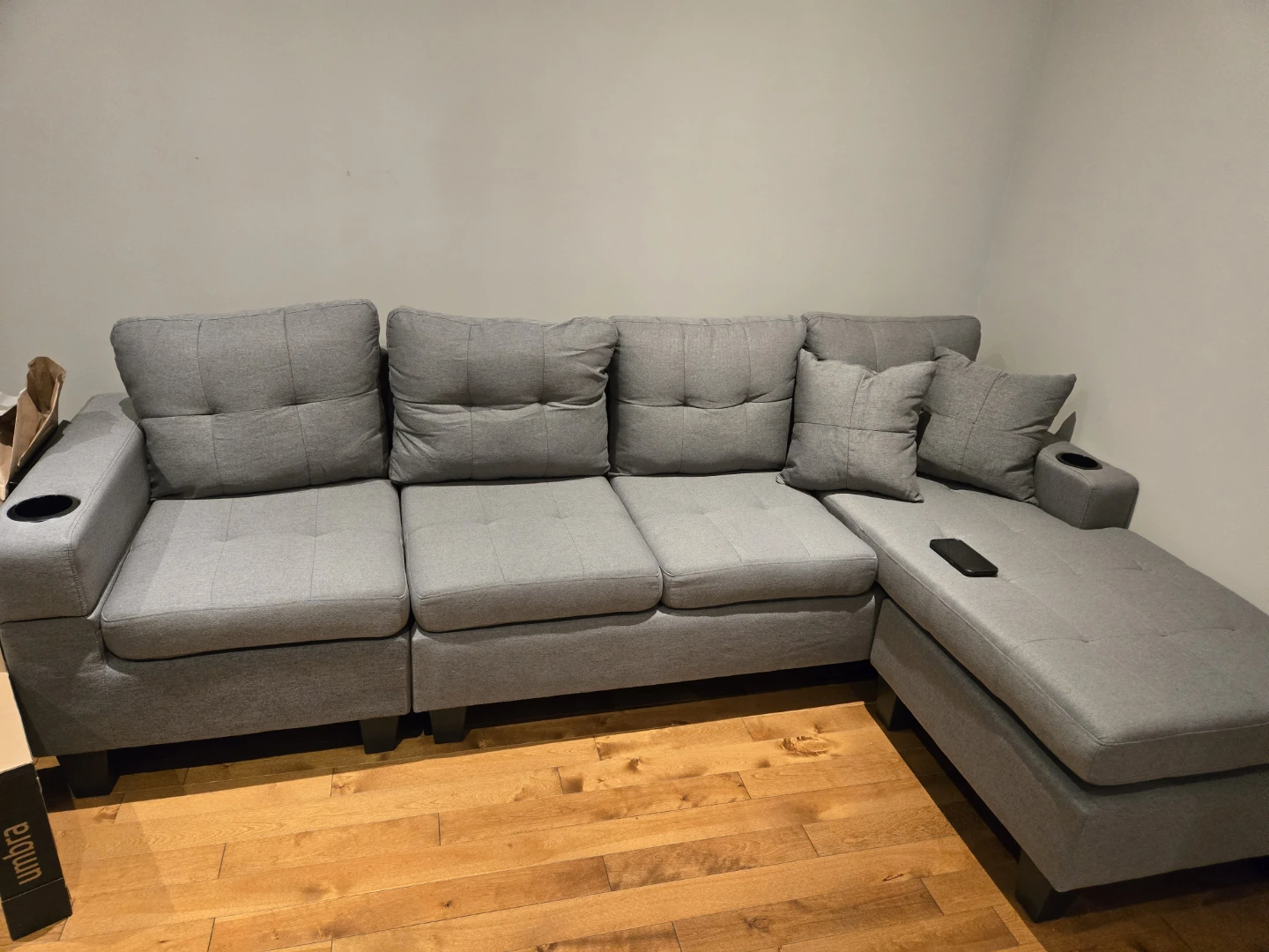 Grey Modular Sectional Sofa with Chaise - photo 2