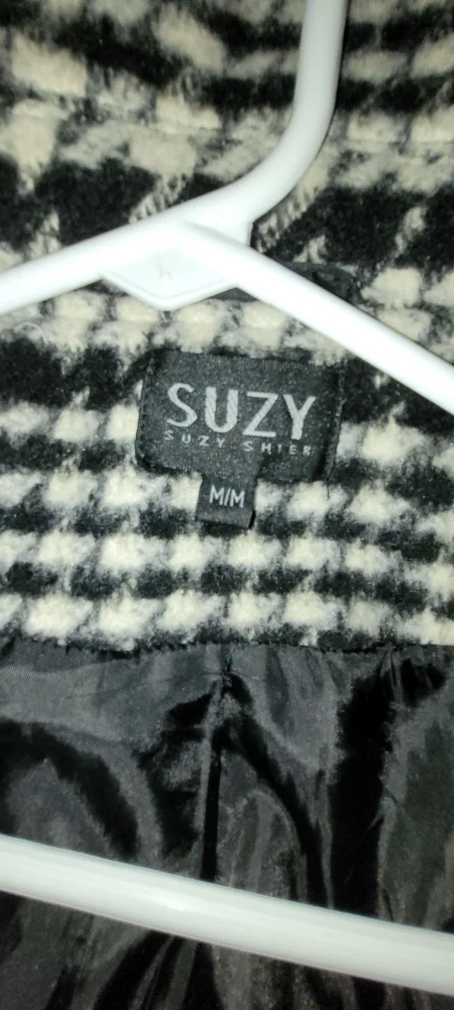 Suzy Shier Houndstooth Hooded Coat - Size M/M image indicator(3)