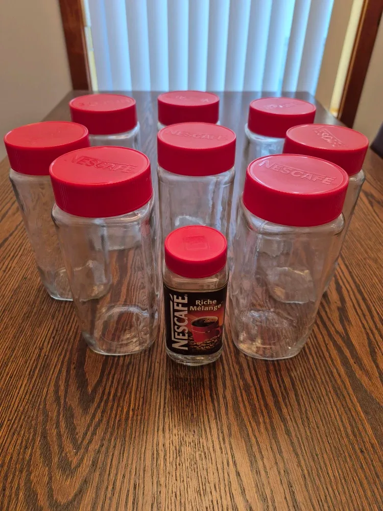 Set of 8 Vintage Nescafe Jars (Large) ➕ Bonus Mini Jar image indicator(6)