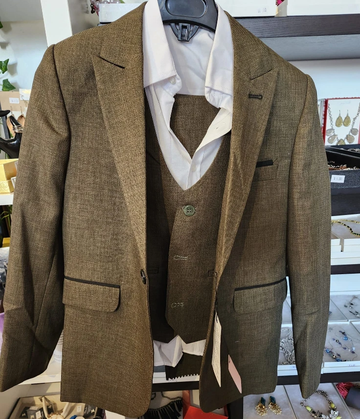 Boys Brown Suit with Vest