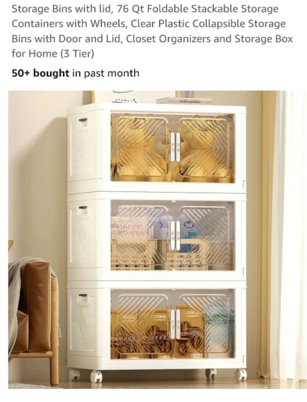 New Storage Bins with lid, 76 Qt Foldable Stackable Storage thumbnail