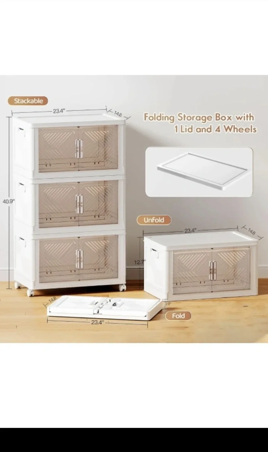 New Storage Bins with lid, 76 Qt Foldable Stackable Storage image indicator(4)