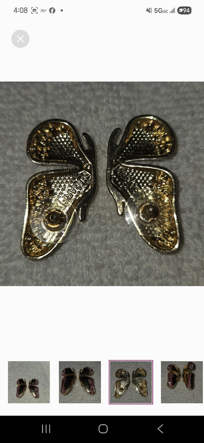 Butterfly silver and gold color  earrings - photo 3