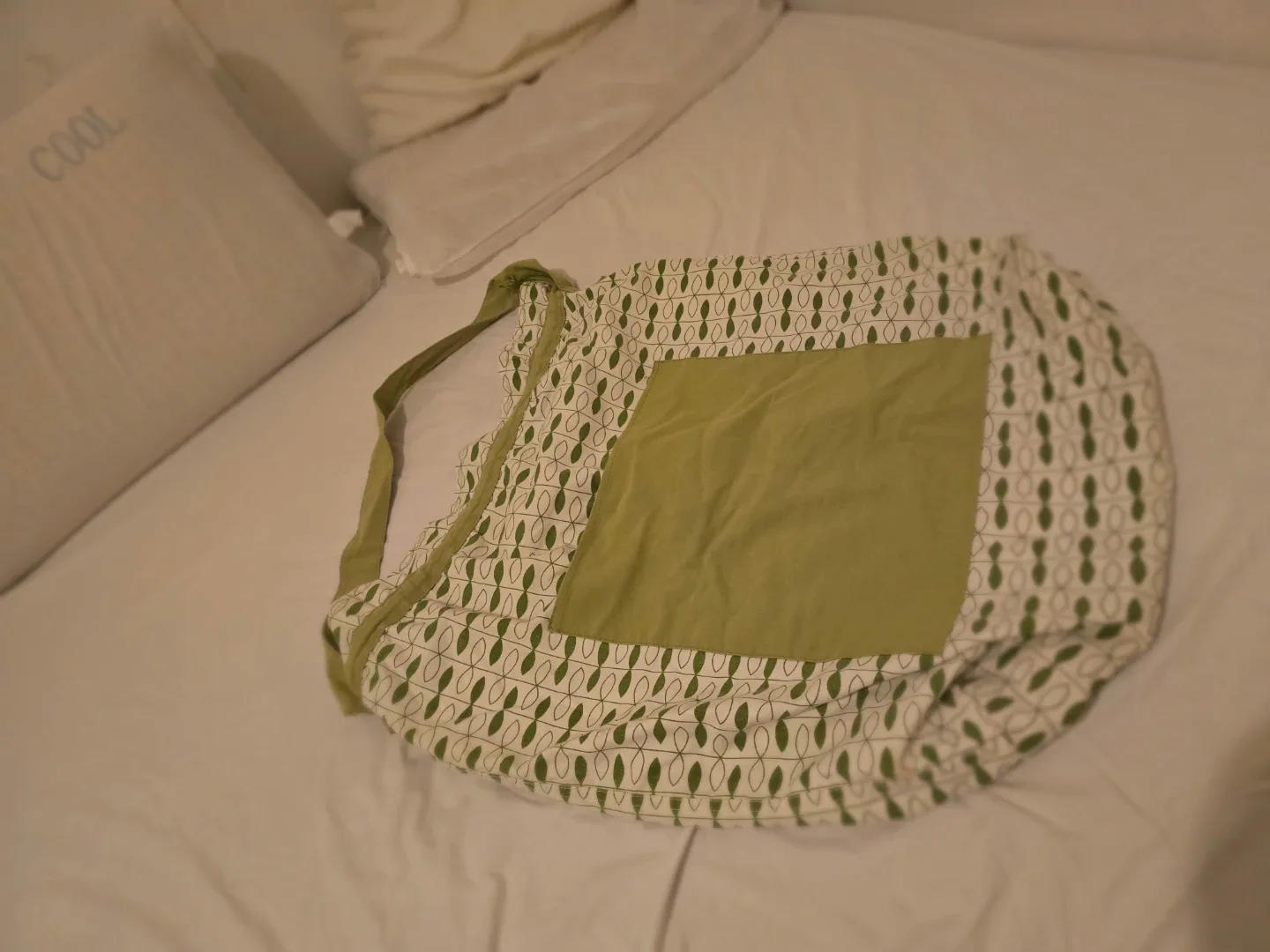 Green & White Patterned Cotton Canvas LAUNDRY Bag IKEA thumbnail