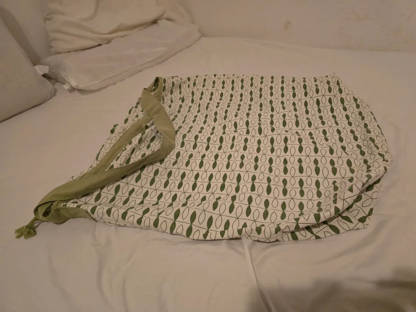 Green & White Patterned Cotton Canvas LAUNDRY Bag IKEA image indicator(2)