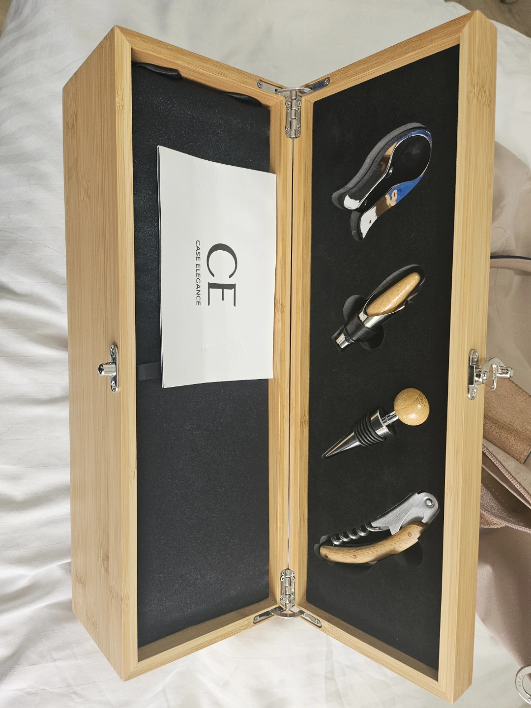 Case Elegance Wine Tool Set in Bamboo Box
