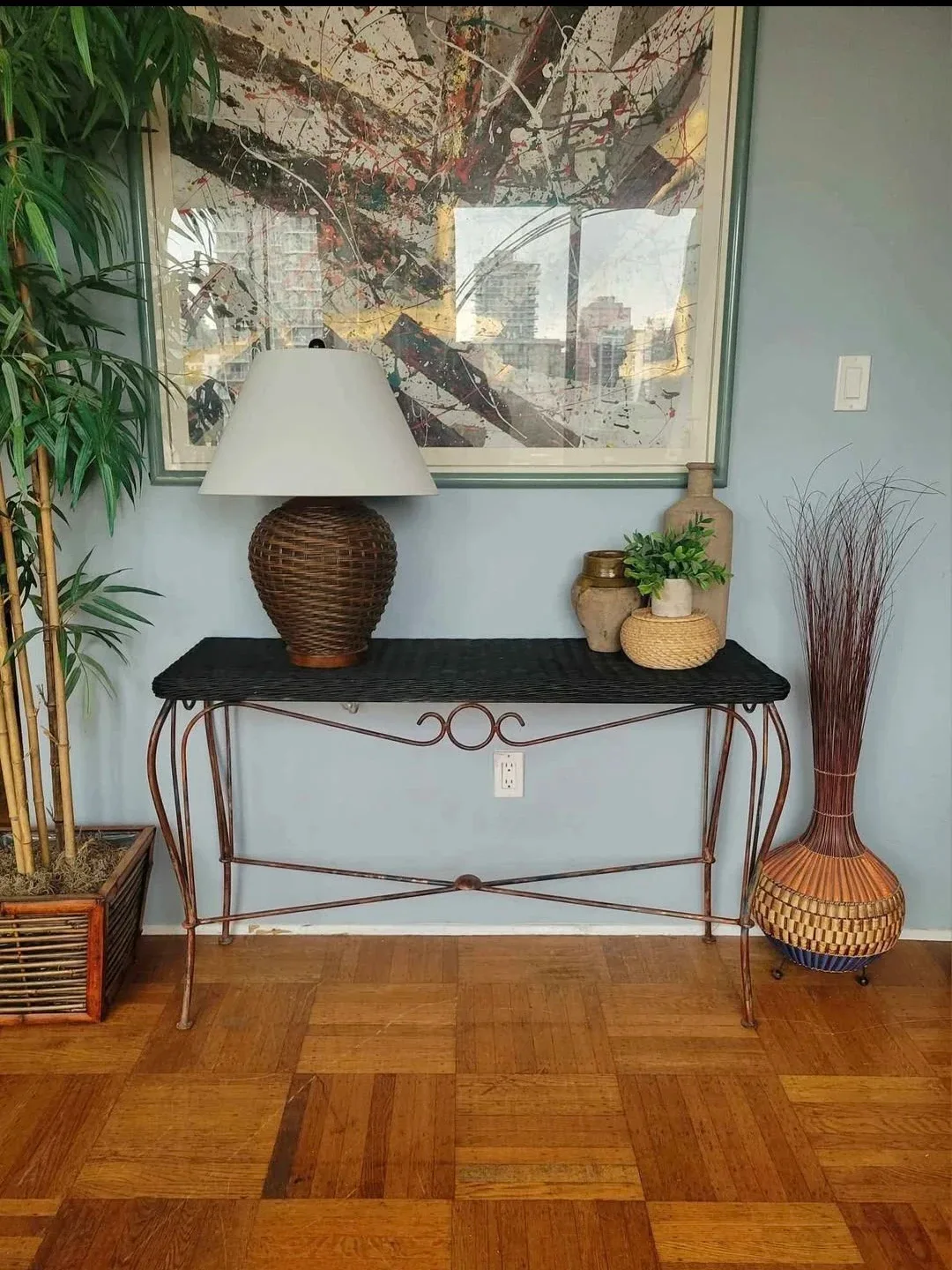 Bohemian Rattan Console Table (Delivery Available) thumbnail