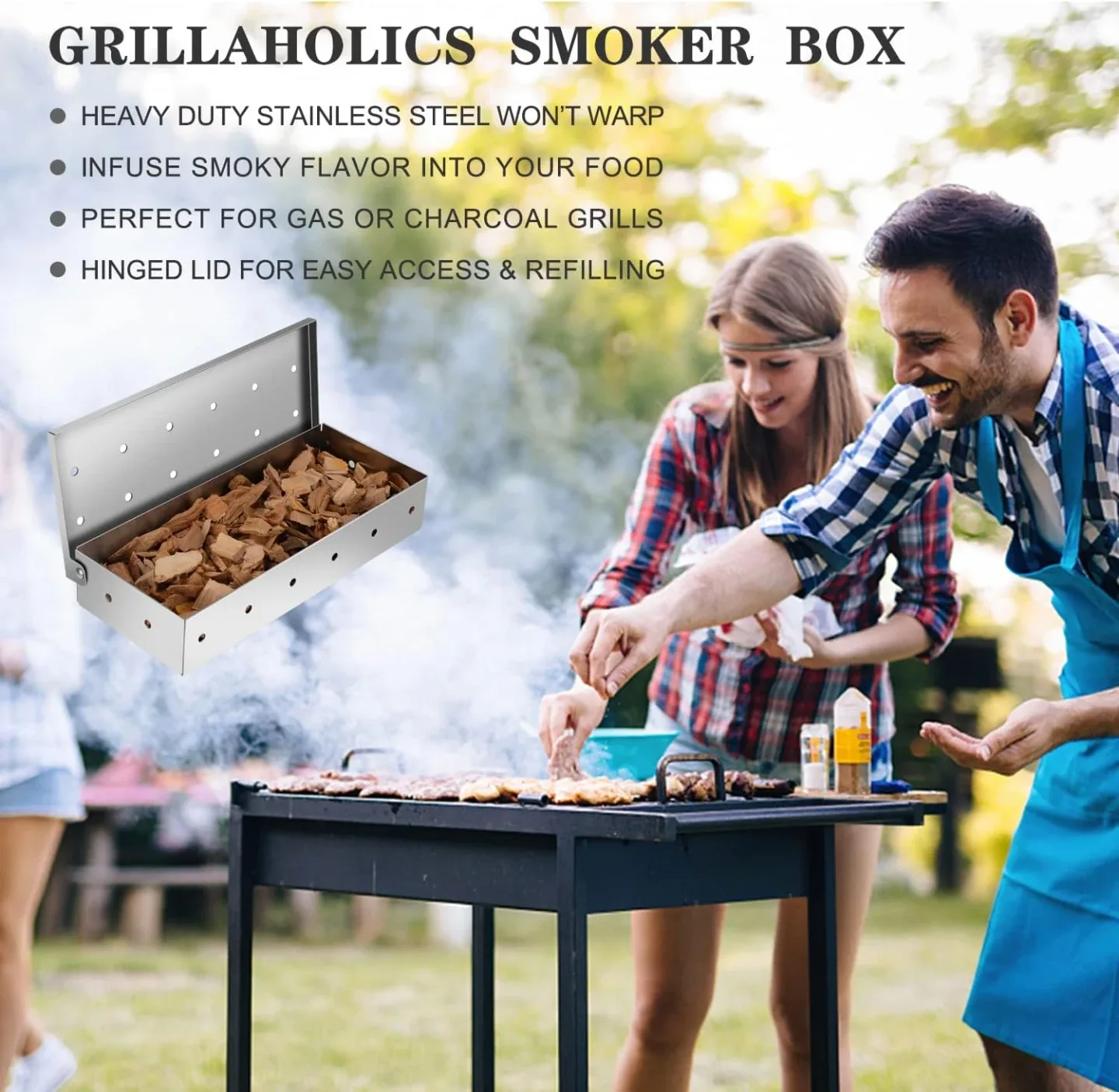 Smoker Box for Gas Grilling Wood Chip Smoker Box image indicator(7)