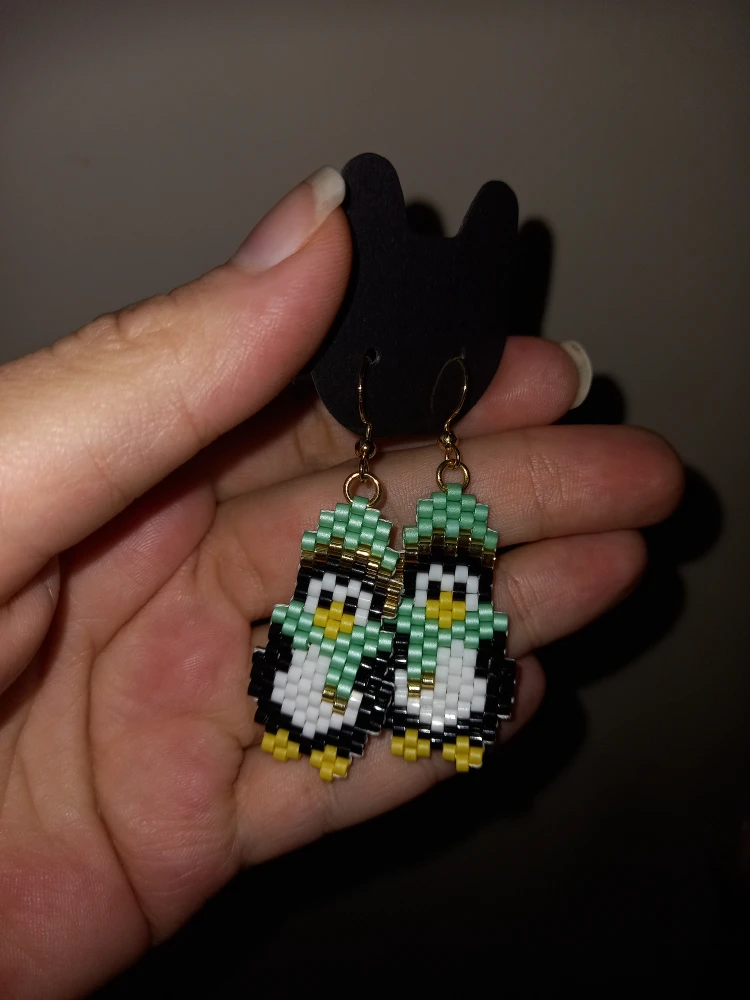 Handmade Beaded Penguin Earrings - photo 4