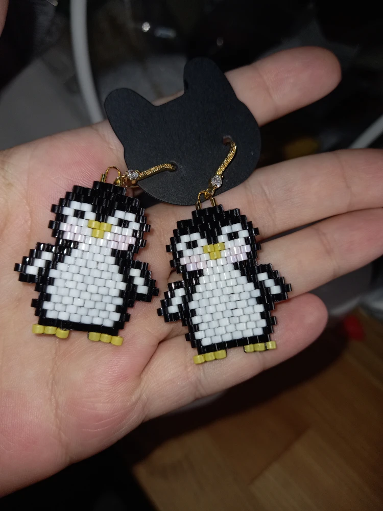 Handmade Beaded Penguin Earrings - photo 5