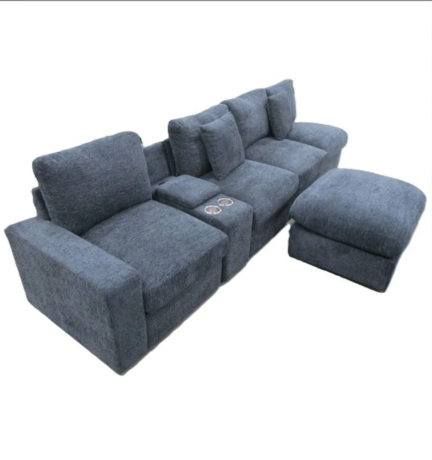 Modular Sectional Sofa with Ottoman - Blue Grey - photo 2