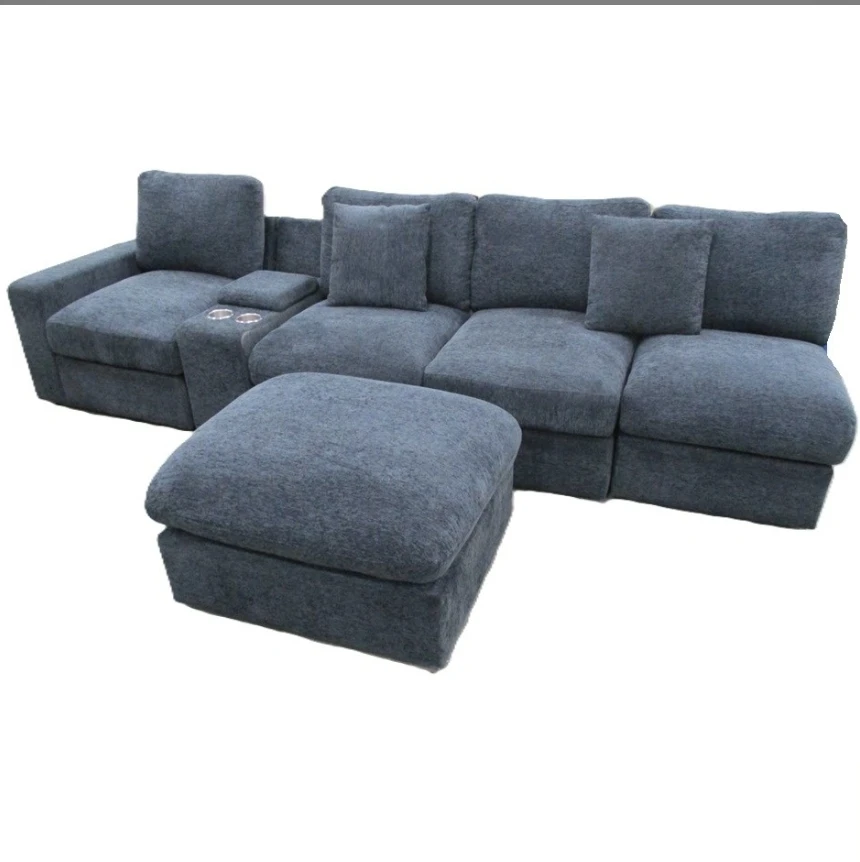 Modular Sectional Sofa with Ottoman - Blue Grey - photo 5