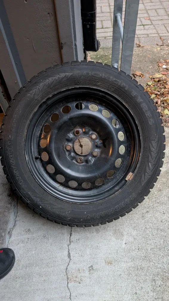 195/60R15 winter tires on 15X6.5 5X110 BLACK STEEL WHEELS
