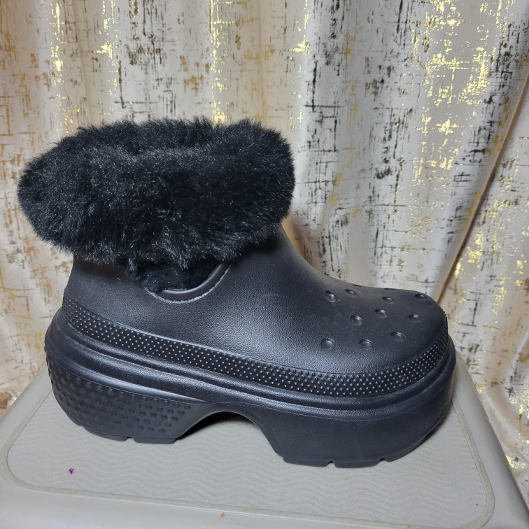 Crocs Black Fur Lined Boots